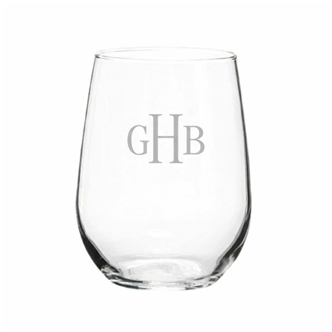 Engraved Stemless Wine Glass